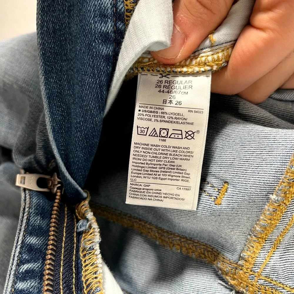Gap‎ True Skinny Jeans Womens 26 Blue Denim Lyocell Stretch Medium Wash Whiskers
